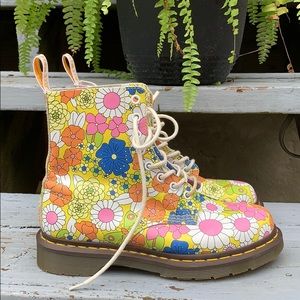 Colorful floral Dr. Martens, lightly worn